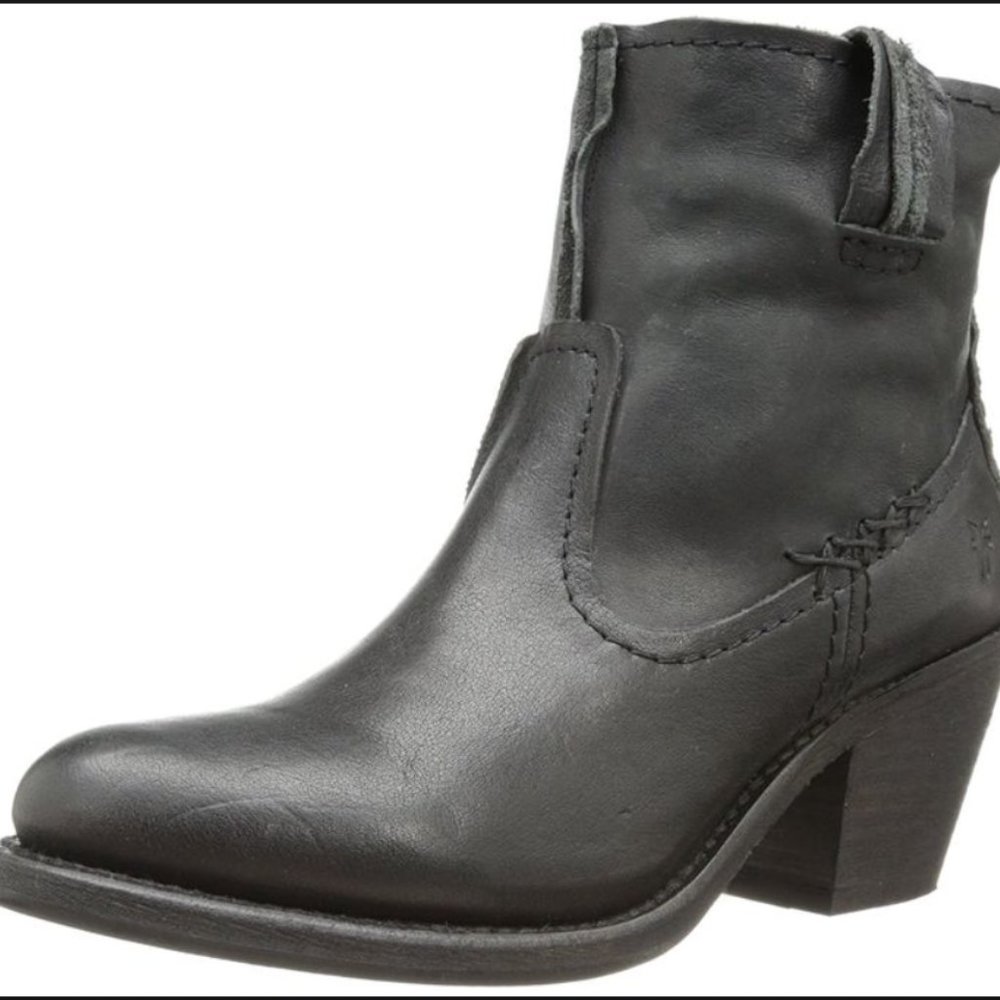 Frye Leslie Artisan Black Bohemian Boots Sz 8.5 Leather Bench-Crafted Western